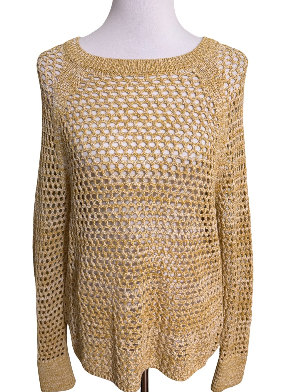 Old Navy Open-Knit Scoop Neck Sweater in Mustard